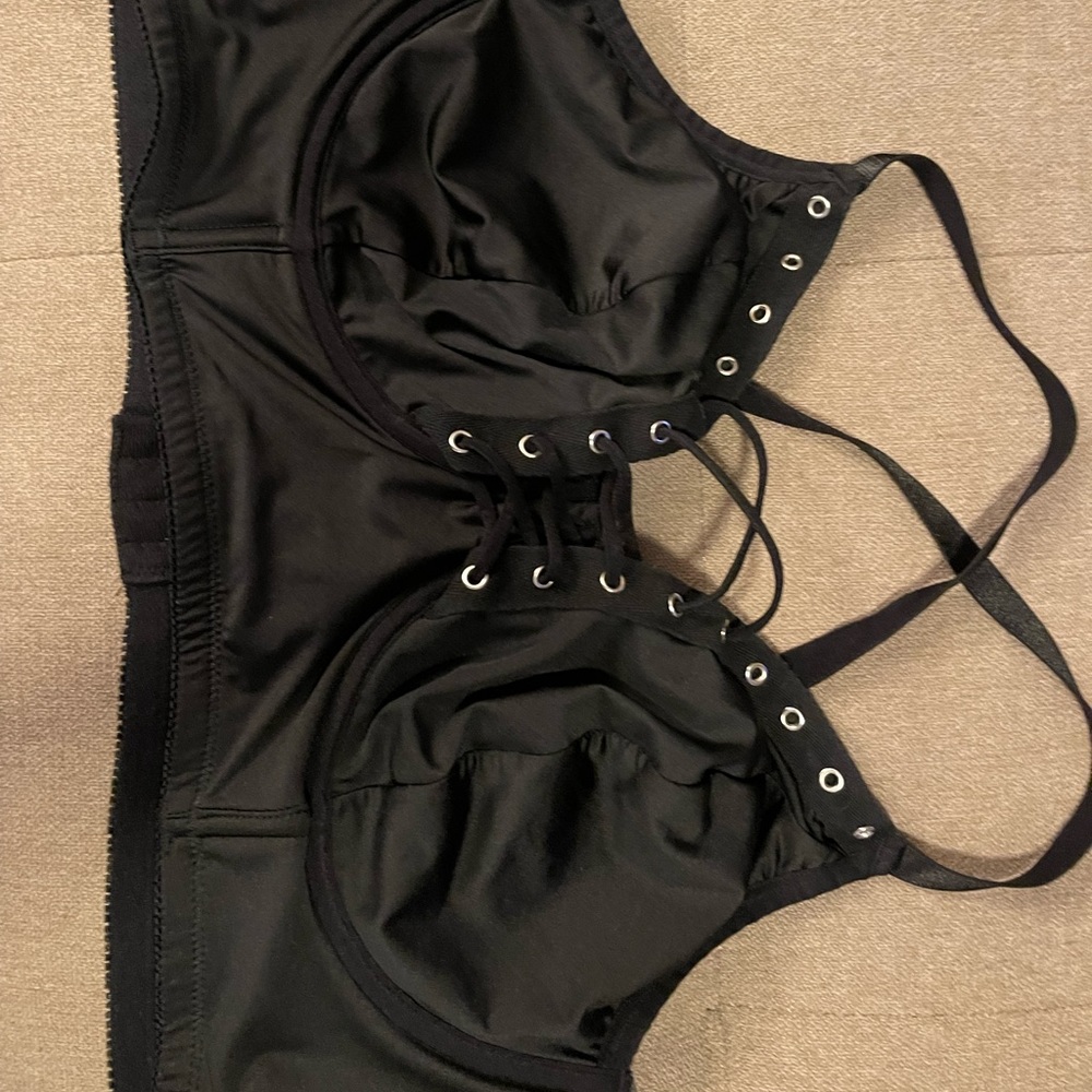 Black corset style bra with underwire